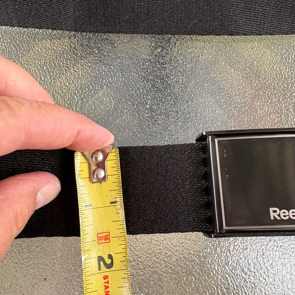 Reebok Mens Web Belt Black Metal Plaque Buckle Adjustable Woven Strap RBH9500 M